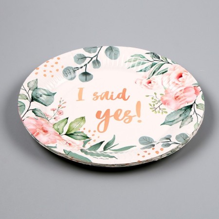 Disposable paper plate "Wedding", 18 cm, set 6 pieces-2