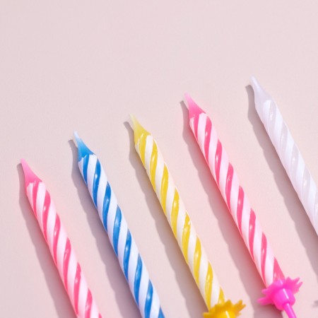 Candles in the cake "Spiral", 6.5x0.5cm, 12 pcs-2