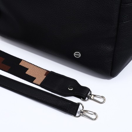 Richet Cross-Boda Bag, external pocket, 2 long belt, black color-5