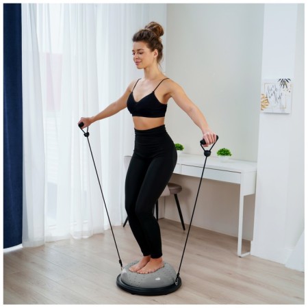 Half -sphere bosu gymnastic, massage, with a pump, 46x20 cm, color gray color-9