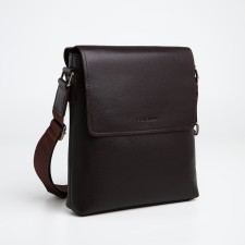 Men's bag over the shoulder, Textura, external pocket, brown color