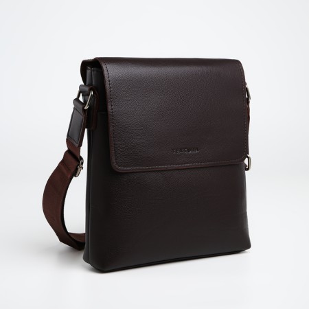 Men's bag over the shoulder, Textura, external pocket, brown color