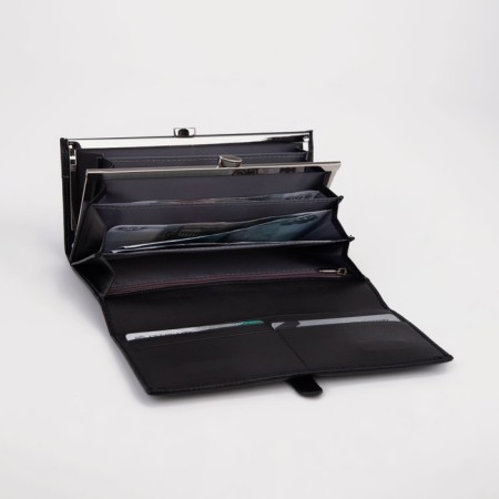Women's wallet on magnets, black color-3