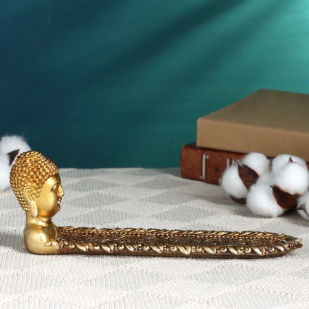 Buddha's head stand for incense, gold-2
