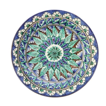 Plate of the Rishtan ceramics "Flowers", blue, flat, 17 cm, mix-3