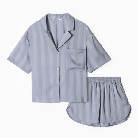 Female pajamas (shirt and shorts) KAFTAN SILK "strip" r.40-42, blue-6