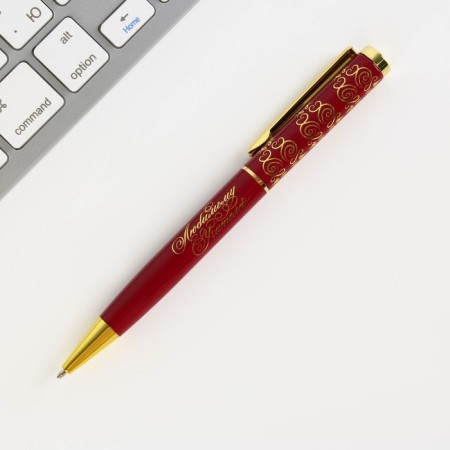 Pen in the gift case to the "beloved teacher", metal, blue paste, writing 1 mm node-5