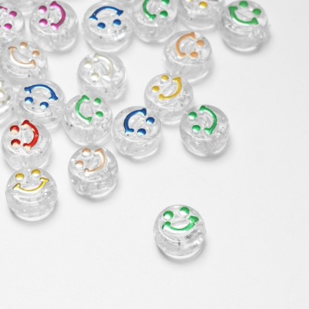 Acrylic bead "Smile", 7 × 4mm, set 10g, color mix-1