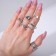 Set of rings 16 pieces of "Assorted" Astronomy, size mix, color black silver