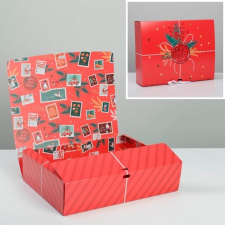 Box folding double -sided "New Year's Post", 31 x 24.5 x 9 cm, new year-1