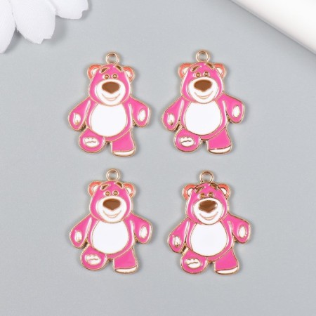 Decor for creativity metal, enamel "Pink Bear" gold 2.2x2.7 cm-2