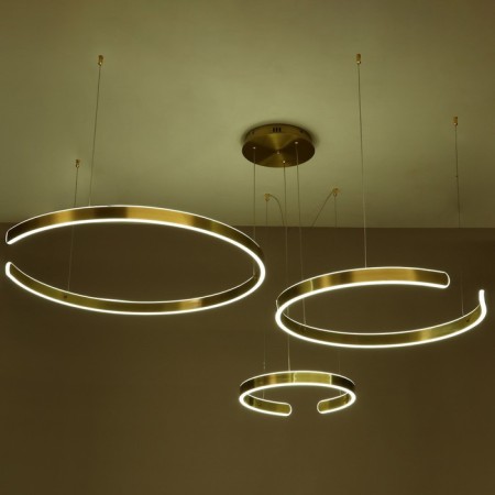 Semi-ring chandelier LED 120W brass 40-60-80x50cm Bayerlux-2