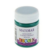 Acrylic matte paint 50 ml, ZHK Decola, Emerald, 14328720