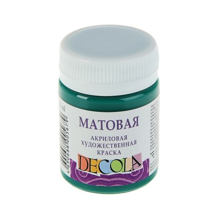 Acrylic matte paint 50 ml, ZHK Decola, Emerald, 14328720