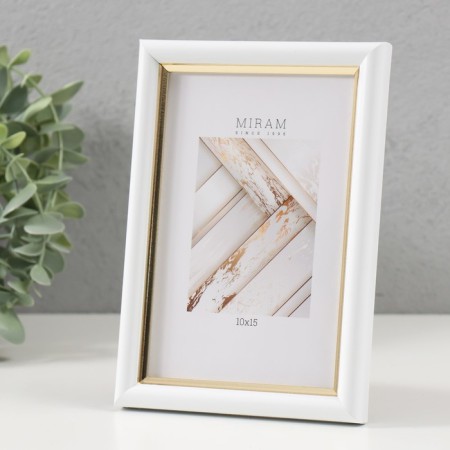 Photo frame Plastic Gallery 10x15 cm, 636461 white with gold (plastic screen)-1