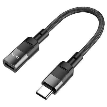 Hoco U107, Type -C (M) cable - Lightning (F), 2 A, 0.1 m, wicker wire, OTG function, black-3