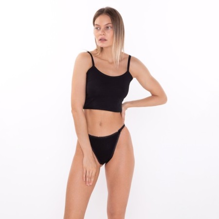 Panties of tanga women, black color, size 46-1