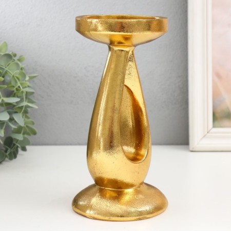 Polystone submission for 1 candle "drop" gold 10.5x10.5x20.5 cm-2