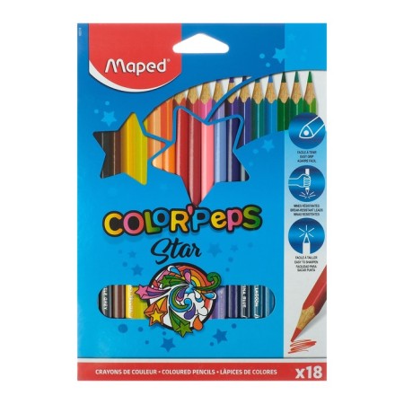 Pencils of three -sided 18 colors, Maped Color Peps