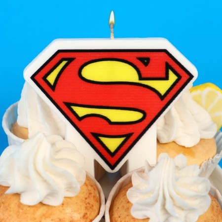 Candle for the cake "Happy Birthday!", 9 x 8 cm, superheroes-1