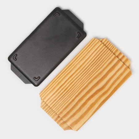 Cast iron pan “rectangle”, 23.5 × 12 × 3 cm, with handles, on a wooden stand-4