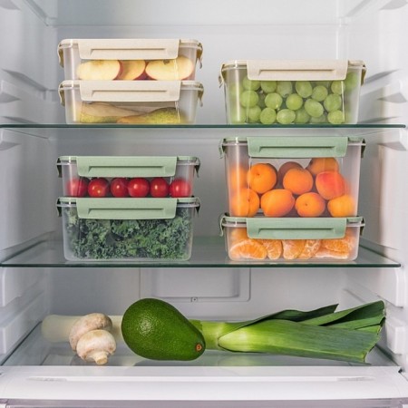 Lock & Ok food container 1.1 l, 18.6 × 12.2 × 8.1 cm, transparent, green cover-1