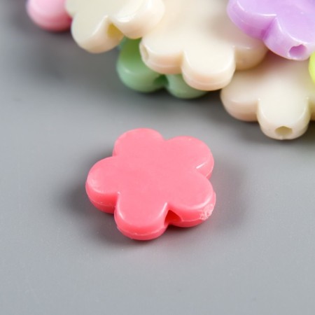 Beads for creativity plastic "Flower - neon tones" set 60 pcs 1.5x1.5x0.4 cm-1
