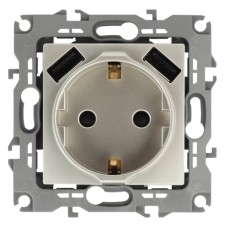 2p+E 16A-250V socket, curtains. with 2xusb 5V-3a, Era Elegance, champagne