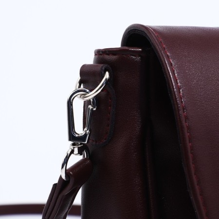 Richet bag on a magnet, outer pocket, long belt, burgundy color-3
