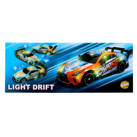 The drift machine, radio -controlled, interchangeable wheels, lighting effects, works from the battery-16