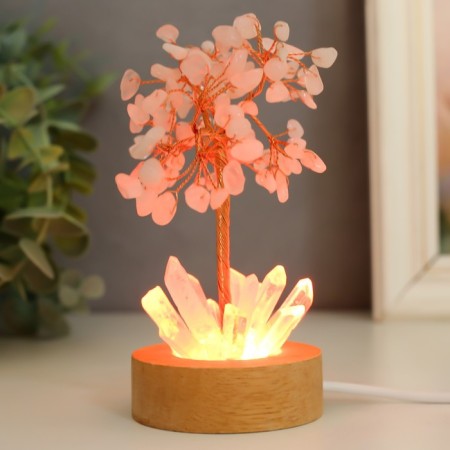 Acrylic souvenir, metal, tree Light "Tree of Good luck" pink