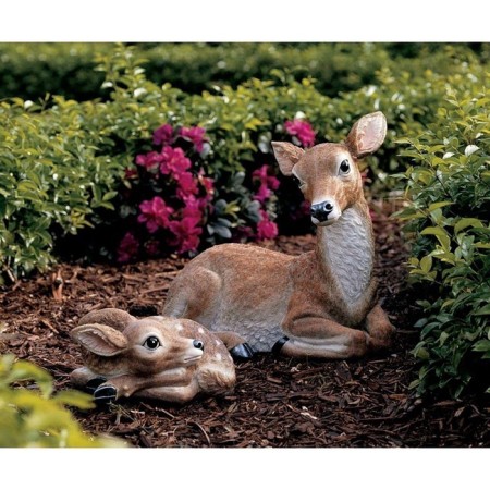 Garden figure "lying deer" from gypsum good souvenirs, 24 cm, medium, brown-8