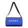 Sports bag with zipper, long belt, black color/cornflower