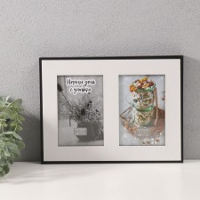 Photo frame MDF in 2 photos 10x15 cm with the White Pass of 