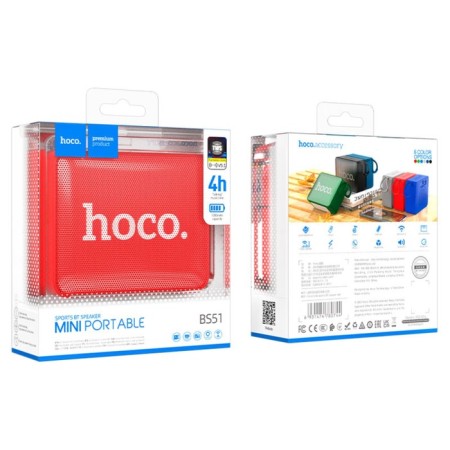 Portable column Hoco BS51, 5 W, VT 5.2, FM, AUX, 1200 mAh, red-3