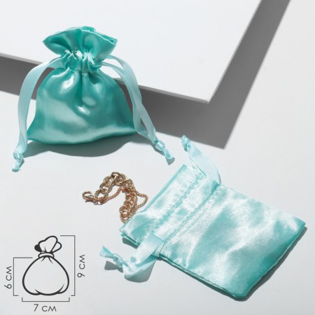 Satin gift bag, 7 × 9 cm, tiffany color