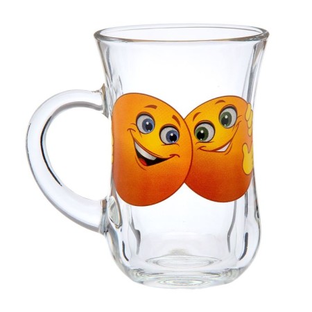 Glass mug "Smiley", 140 ml, MIX drawing-6
