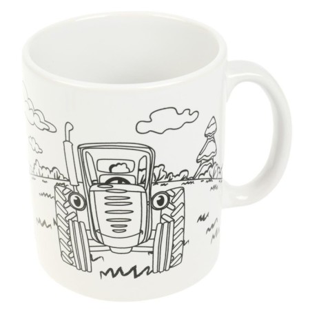 Set for creativity, mug for the painting "Blue Tractor" (paints, brush)-3