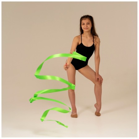 Ribbon for rhythmic gymnastics with a stick Grace dance, 4 m, green color-2