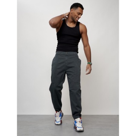 Cargo jeans men, size 52, dark gray color-8