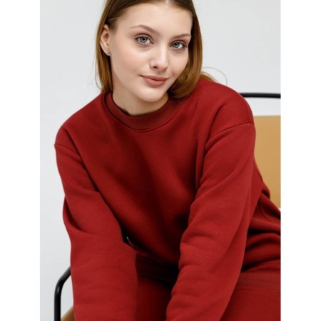 Women's sweated sweatshirt, size 52, burgundy color-10