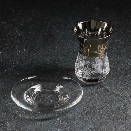 Tea service service with Baroque spray 12 items: a tea glass 160 ml, 6 pcs, a saucer, 6 pcs-1