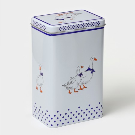 Bank for bulk products "geese", 2.7 l, 13.5 x 9.5 x 21.5 cm, tin, white color in peas-6