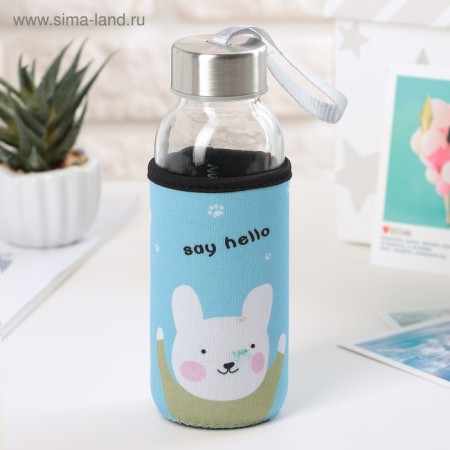 A glass bottle in the case “Lovely Animals”, 300 ml, h = 17 cm, Mix drawing-9