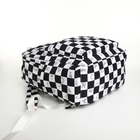 Youth backpack from textiles, 4 pockets, white/black color-4