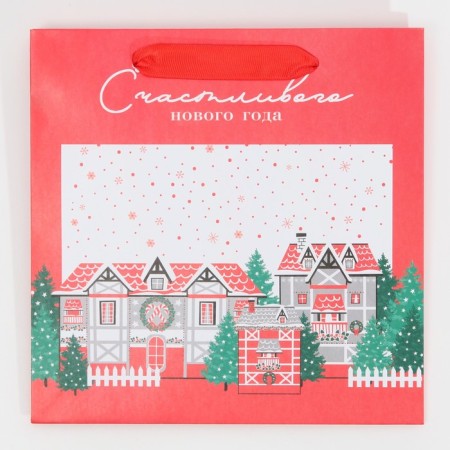 Laminated square “Winter in the city”, 22 x 22 x 11 cm, New Year-5