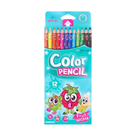 Pencils of 12 flowers in a cardboard box, flavored, triangular, wooden. Mix fruits-4