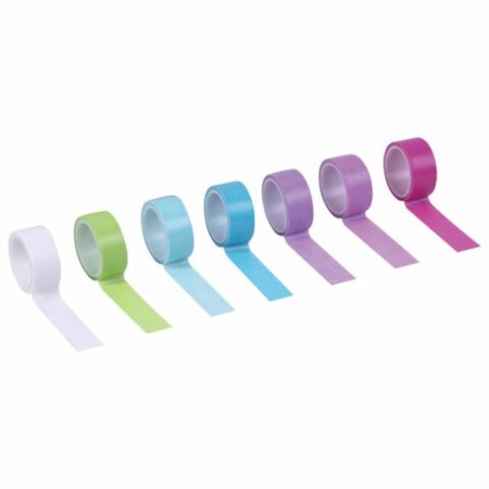 Adhesive Washi tapes d/decor "pastel" 7 holler colors, 15 mm x 3 m (set 7pcs) rice paper-3