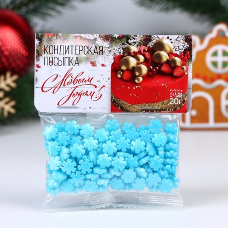 New Year. Confectionery sprinkling "Star snowflake", Blue, 20 g