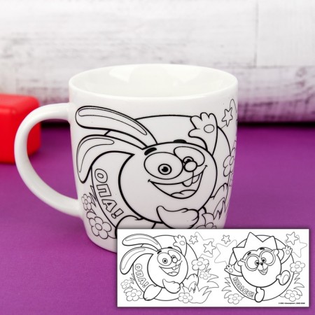 Set, mug for coloring, 250 ml of "crumbs", smeshariki-1